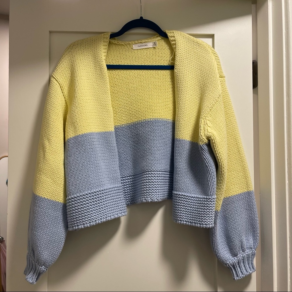 Two Tone Open Front Cardigan